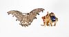 18K Enameled Elephant Pin and Plated Eagle Pin