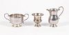 3 Sterling silver items, Small Creamer and 2 vases 
