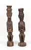 Pair of Seated Oceanic Carved wood figures