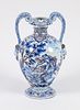 Large Nevers French Faience Handled Urn with Hunt Scene