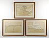 3 framed Mortier 18th cent maps of Coastal Spain