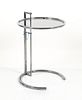 After Eileen Gray Adjustable Chrome and Glass Side Table