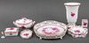 Group of Herend Chinese Bouquet Puce Objects, 8
