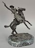 C.M. Russell bronze sculpture of a cowboy on a granite base. ht.11 1/2in.