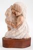 Kathy Whitman Girl and Wolf Marble Sculpture