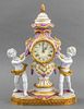 French Rococo Style Porcelain Mantel Clock