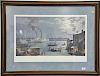 John Stobart 1929, "Hartford" "The City of Hartford Arriving from New York in 1870 at the Foot of State Street in 1870" sight size 2...