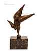 Nude Acrobat, A MILO Signed Modern Art Abstract Bronze Figurine On Marble Base