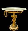 19th C. French Champleve Gilt Figural Bronze Onyx Centerpiece