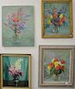 Seven oil on canvas paintings of flowers all signed Ruth Stone. 23 1/2" x 19" to 28" x 22"