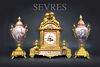 19th Century French Sevres Bronze Clock Set