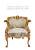 A French Napoleon Style Figural Gold Leaf Chair