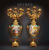 A Very Impressive Pair Of 19th Century French Sevres & Gilt Bronze Candelabras