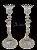 A Pair Of 19th C. French Baccarat Crystal Candlesticks, Signed
