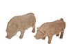 Two Chinese Han-style terracotta boar figures