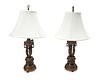 A pair of French Empire-style bronze table lamps