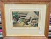 Currier & Ives hand colored lithograph "The Frightened Brood", ss 9 1/4" x 13 3/4"