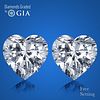 4.02 carat diamond pair Heart cut Diamond GIA Graded 1) 2.01 ct, Color D, FL 2) 2.01 ct, Color D, IF. Appraised Value: $230,600 