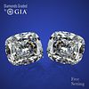 6.28 carat diamond pair Cushion cut Diamond GIA Graded 1) 3.10 ct, Color D, VVS2 2) 3.18 ct, Color E, VS1. Appraised Value: $459,900 