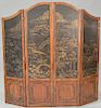 Four fold mahogany dressing screen. ht. 78in., wd. 80in.