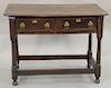 Oak center table with two drawers, late 19th century. ht. 27 1/2in., top: 20" x 37"