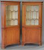 Pair of mahogany corner china cabinets. ht. 72 1/2in., wd. 35in., dp. 20in.