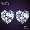 4.01 carat diamond pair Heart cut Diamond GIA Graded 1) 2.00 ct, Color D, VS2 2) 2.01 ct, Color E, VS2. Appraised Value: $153,300 