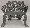 Victorian iron bench with grape motif attributed to Fisk (arm broke at base - as is). wd. 32in.