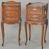 Pair of Louis XV style three drawer stands. ht. 34 in.; top: 12" x 15"