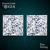 4.02 carat diamond pair Princess cut Diamond GIA Graded 1) 2.01 ct, Color E, VS2 2) 2.01 ct, Color F, VS2. Appraised Value: $144,600 
