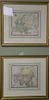 Ten Jeremiah Greenleaf hand colored map engraving small folios "A New Universal Atlas" including Russia, Europe, Asia, West Canada,...