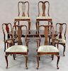 Ethan Allen seven piece dining room set with cherry Queen Anne style table with two leaves and six chairs. ht. 29in.; top: 45" x 66"...