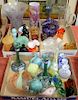 Three box lots of art glass to include vases, carnival glass, Pairpoint birds, etc.