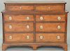 Ethan Allen mahogany chest with seperate section having two doors. ht. 42in., top: 20" x 58"