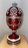 Russian Huge Jeweled Gold Guilloche Egg with Diamonds