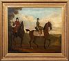 PRINCESS AMELIA, DAUGHTER OF GEORGE II  & HER GROOM OUT RIDING OIL PAINTING