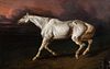WOUNDED WHITE WAR HORSE OIL PAINTING