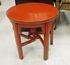 Chinese Red Lacquer Circular Side Table.