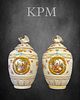 A Pair Of 19th C. KPM Hand Painted Figural Lidded Vases/Urns, Hallmarked