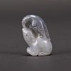 A CARVED WHITE&BLACK JADE EAGLE AND BEAR 