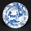A BLUE AND WHITE 'FIGURAL' LOBED DISH