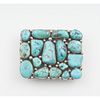 Navajo Silver and Turquoise Belt Buckle with 17 Sets