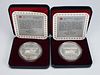 TWO 1985 CANADIAN MINT 100TH ANNIVERSARY NATIONAL PARKS SILVER DOLLAR COINS 