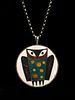 1950S STERLING A.G. BUNGE ENAMELED OWL PENDANT ON CHAIN
