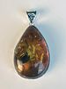 STERLING AND AMBER TEARDROP PENDANT