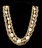 VINTAGE 60'S CORO BAROQUE PEARLS & GOLD CHAIN NECKLACE