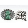 Mexican Silver Pins with Hombres, One with Jadeite