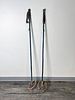 ANTIQUE PAIR LEATHER AND BAMBOO SKI POLES