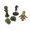 (5) Group of Figural Bronze and Carved Stone Objects
