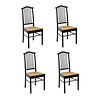 (4) Set of Black Wood and Caned Seat Dining Chairs